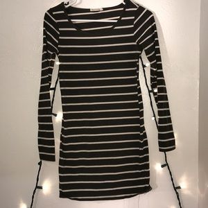 army green with white stripes dress